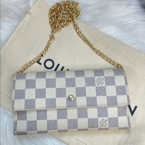 Louis Vuitton Damier Azur Porte Feuille Sarah Long Bifold  Wallet Authentic 💎